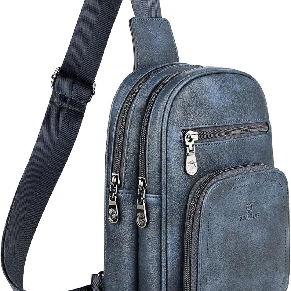 Women Sling Bags Designer Crossbody Bag, PU Leather Sling Purse Multi-Pocket Pac